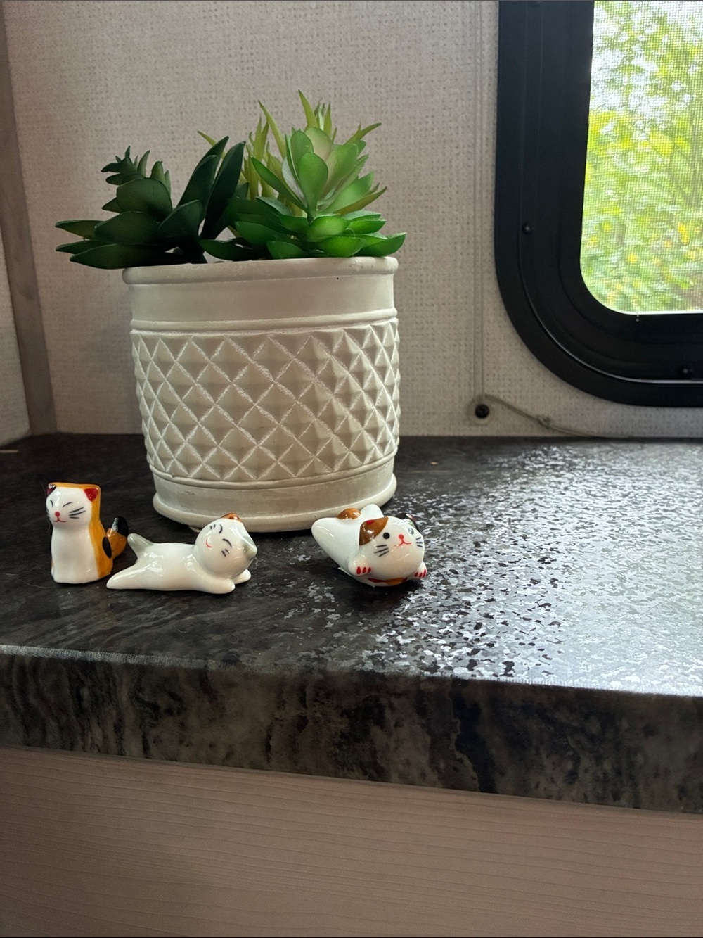Ceramic Calico Cat trio